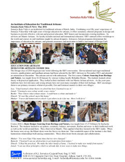 An Institute of Education for Traditional Artisans