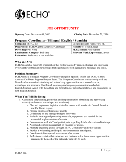 JOB OPPORTUNITY Program Coordinator (Bilingual