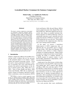 Lexicalized Markov Grammars for Sentence