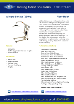 Allegro Sonata (150kg) Floor Hoist