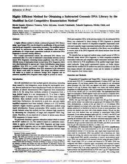 Highly Efficient Method for Obtaining a Subtracted Genomic DNA