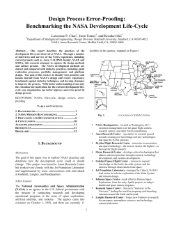 Design Process Error-Proofing: Benchmarking the NASA