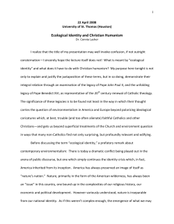 Ecological Identity and Christian Humanism