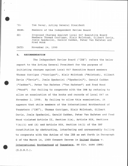 10: Tom Sever, Acting General President IROM: Members of the