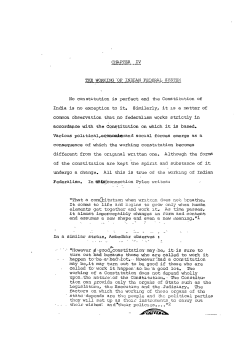 CHAPTER IV THE WORKING `OF INDIAN FEDERAL SYSTEM No