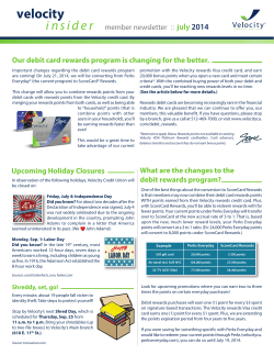 Member Newsletter - Velocity Credit Union
