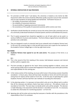 Appendix G - Internal verification of SQA provision