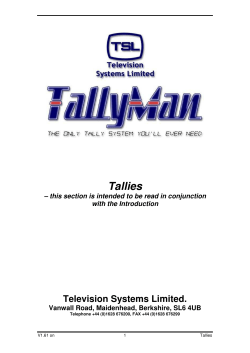 Tallies - TSL Products