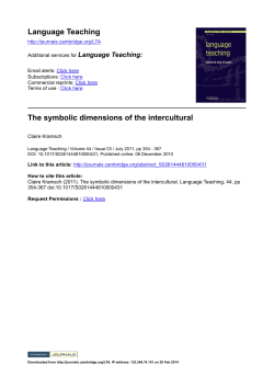 Language Teaching The symbolic dimensions of the intercultural