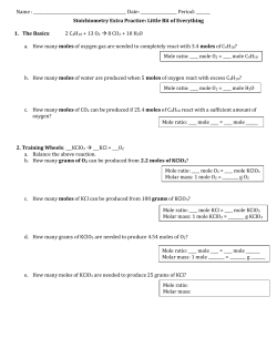 Unit 8 Stoichiometry Extra Practice Worksheet