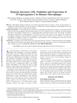Hypoxia Increases LDL Oxidation and Expression of 15