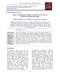 Studies on Biochemical Changes in Bombyx mori L. Races at