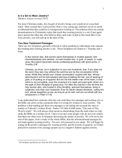 Is it a Sin to Wear Jewelry? - MINISTERS OF THE NEW COVENANT