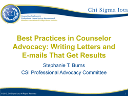 Best Practices in Counselor Advocacy: Writing Letters and E