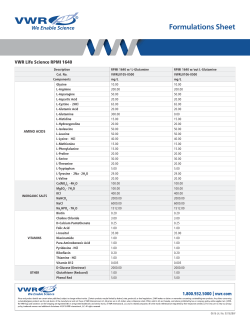 Formulations Sheet