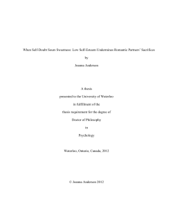 Low Self-Esteem Undermines Romantic Partners` Sacrifices by