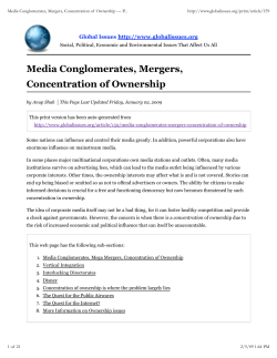 Media, Conglomerates, Mergers, and Ownership Concentration