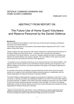 The Future Use of Home Guard Volunteers and Reserve Personnel