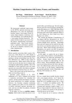 Machine Comprehension with - Association for Computational
