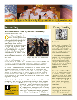 Feature Story Arthur F. Burns Fellowship Program Alumni Newsletter