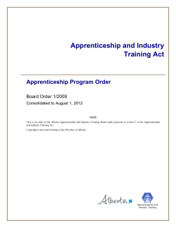 Apprenticeship Program Order