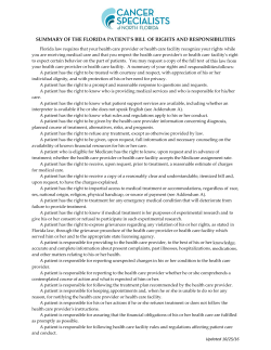 Patient Bill of Rights - Cancer Specialists of North Florida