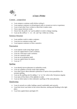 A Year 1 Writer Content &ndash; composition Sentence Structure