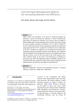 Soil and Input Management Options for Increasing Nutrient Use