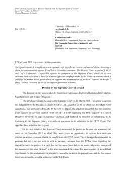 EFTA Court. EEA Agreement. Advisory opinion. The Spanish bank A