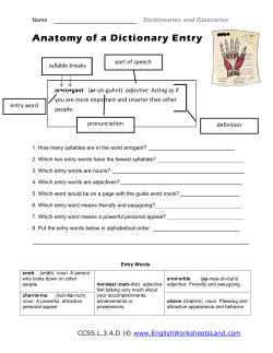 Anatomy of a Dictionary Entry