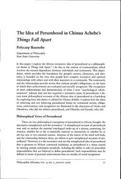 The Idea of Personhood in Chinua Achebe`s Things Fall Apart