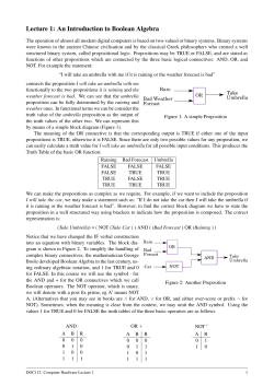 Lecture 1: An Introduction to Boolean Algebra