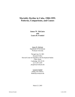 Mortality Decline in Cuba, 1900-1959