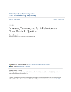 Insurance, Terrorism, and 9/11: Reflections on Three Threshold