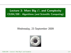 Lecture 3: More Big O, and Complexity