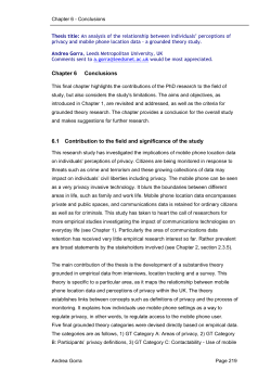 Chapter 6 Conclusions 6.1 Contribution to the field and significance