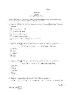 Page 1 of 6 Name CHEM 1474 Test #3 Spring 2013