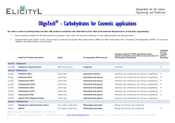 OligoTech&reg; - Carbohydrates for Cosmetic applications