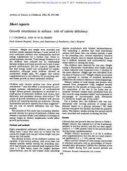 Growth retardationin asthma: role of calorie deficiency