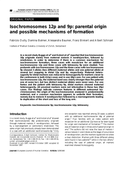 Isochromosomes 12p and 9p: parental origin and possible