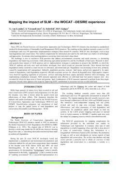 the WOCAT &ndash;DESIRE experience - Wageningen UR E-depot