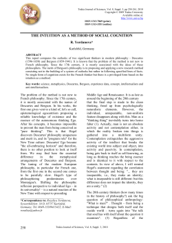 THE INTUITION AS A METHOD OF SOCIAL COGNITION