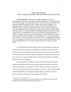 JOHN R. COMMONS, PROPERTY, AND THE AMERICAN