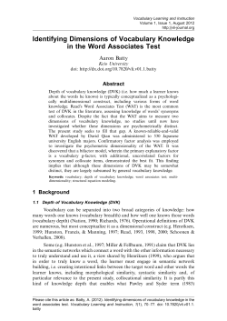 Identifying Dimensions of Vocabulary Knowledge in the Word