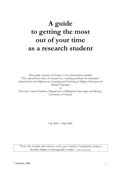 A guide to getting the most out of your time as a Research Student