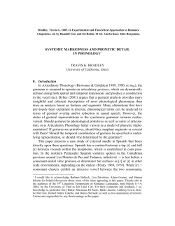 SYSTEMIC MARKEDNESS AND PHONETIC DETAIL IN