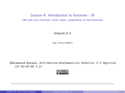 Lecture 9: Introduction to functions - III odd and even