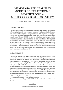 memory-based learning models of inflectional morphology