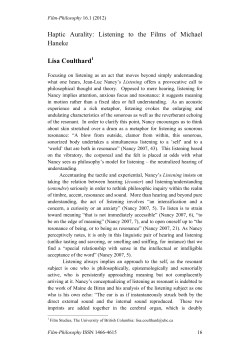 &yuml;&thorn;H aptic A urality : R esonance , L isteningand M - Film