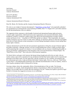 Salil Shetty July 22, 2015 Secretary General Amnesty International